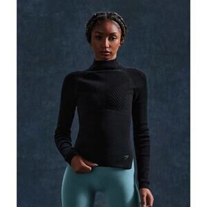 Gymshark Pause Knitwear Long Sleeve Top - Black/Onyx Grey